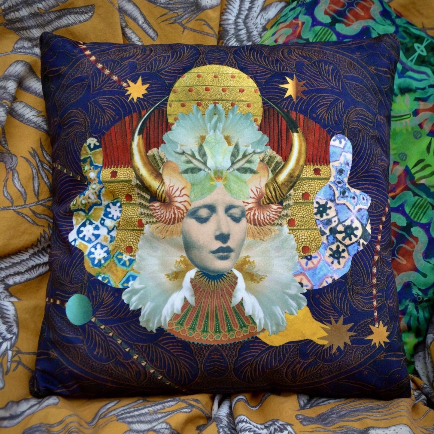 Hathor Cushion - Navy - Eco Velvet