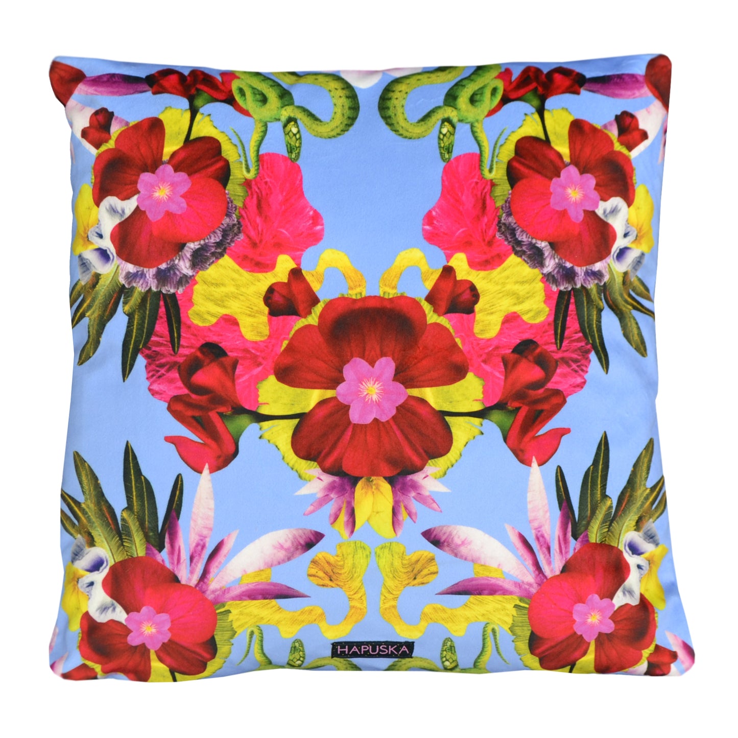 Snakes & Flowers Cushion - Lilac - Eco Velvet