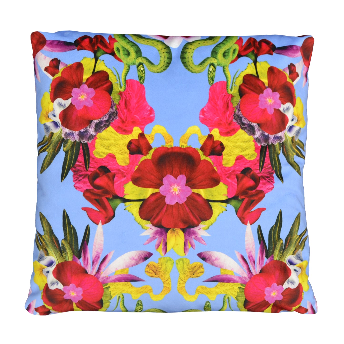 Snakes & Flowers Cushion - Lilac - Eco Velvet