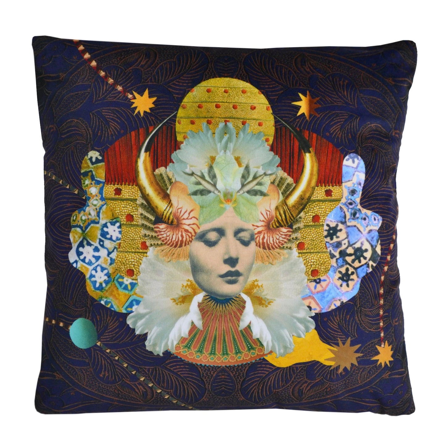 Hathor Cushion - Navy - Eco Velvet