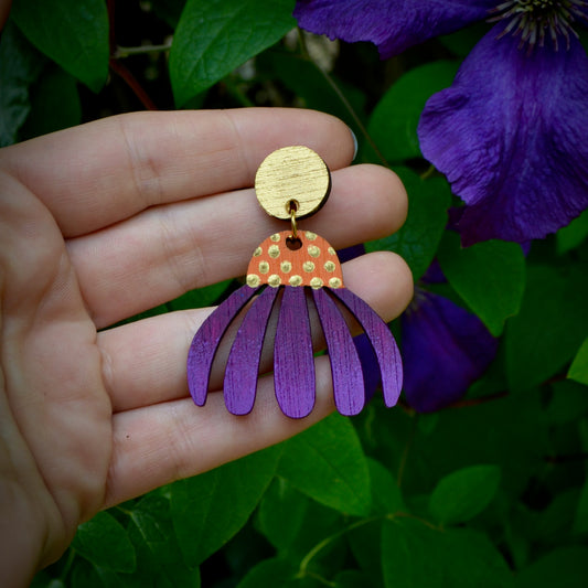 Purple Echinacea Earrings